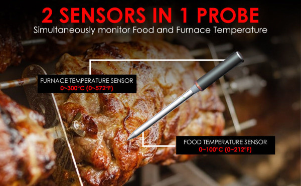 4 mm Mini-Smart-Kochsondenthermometer | Bluetooth-Grillthermometer mit LED-Anzeige | Das beste kabellose intelligente Fleischthermometer