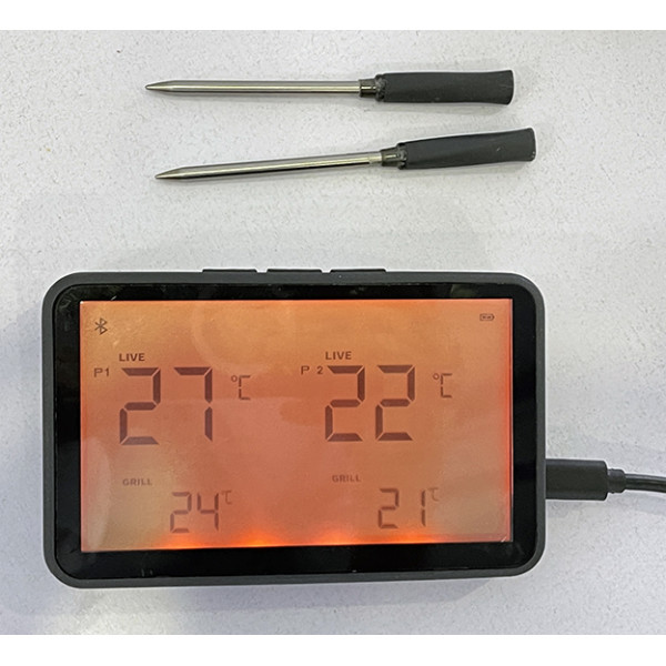 4mm BBQ Probe with LED  | Dual Needle Cooking Monitor | Bluetooth Smoked Food Thermometer | Wireless Temperature Probe for Slow Cooker