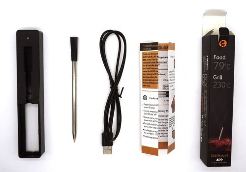 Termómetro de sonda Bluetooth de 6 mm de diámetro | Termómetro inalámbrico para barbacoa | Termómetro inalámbrico para carne con cargador USB