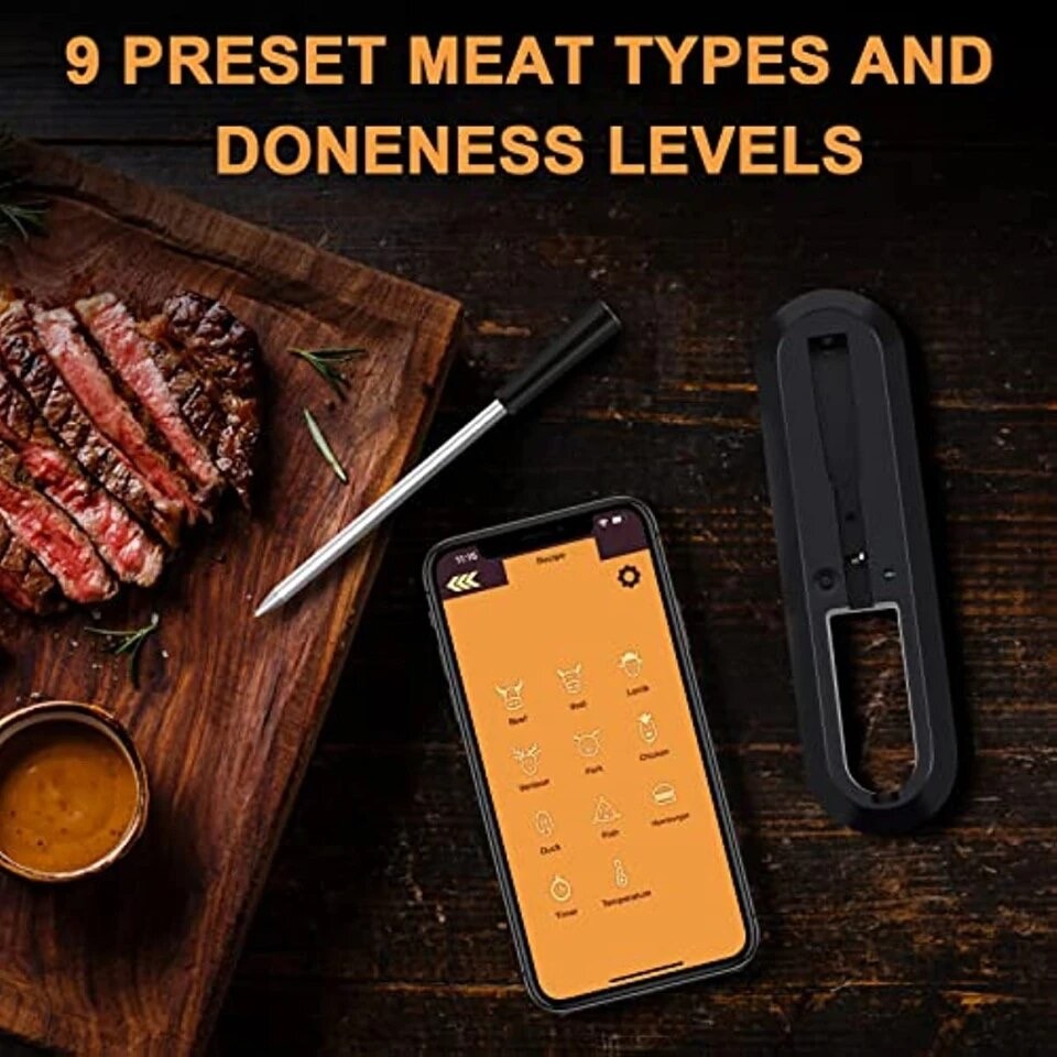 9 Preset meat types & doneness levels