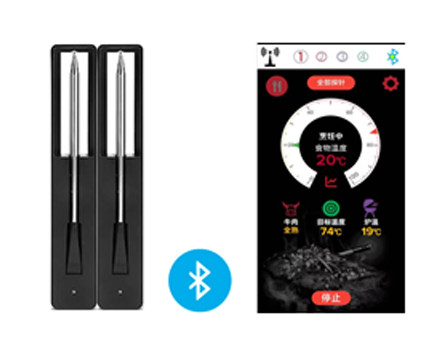 Thermomètre à viande à 2 sondes/thermomètre pour barbecue Bluetooth avec double sondes/thermomètre alimentaire sans fil à double sonde