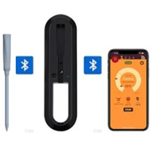 Termómetro de parrilla remoto de 4 mm | Termómetro para carne de largo alcance con sonda de 4 mm de diámetro | Termómetro inalámbrico con batería AAA y cargador USB
