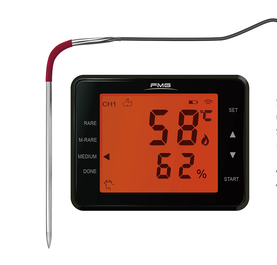 Large & Clear Backlit LCD Display: This BBQ thermometer features a large display which features both food /oven/grill/smoker temperatures and timer for the most intuitive experience. Use the backlight to view temperatures in any light condition