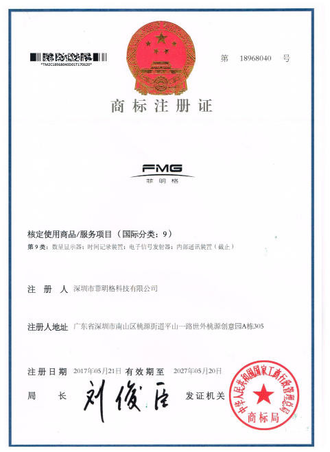 Trademark registration certificate