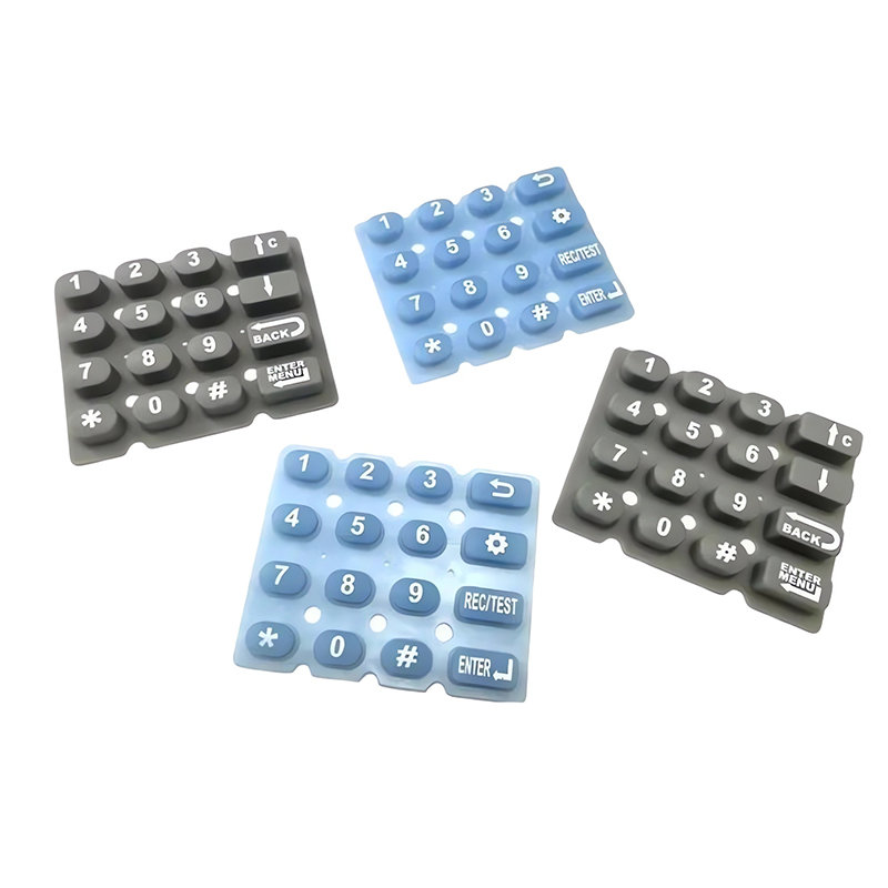 Laser etched and silk screen printed legends on a custom silicone keypad