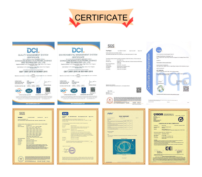 Silicone material certificate