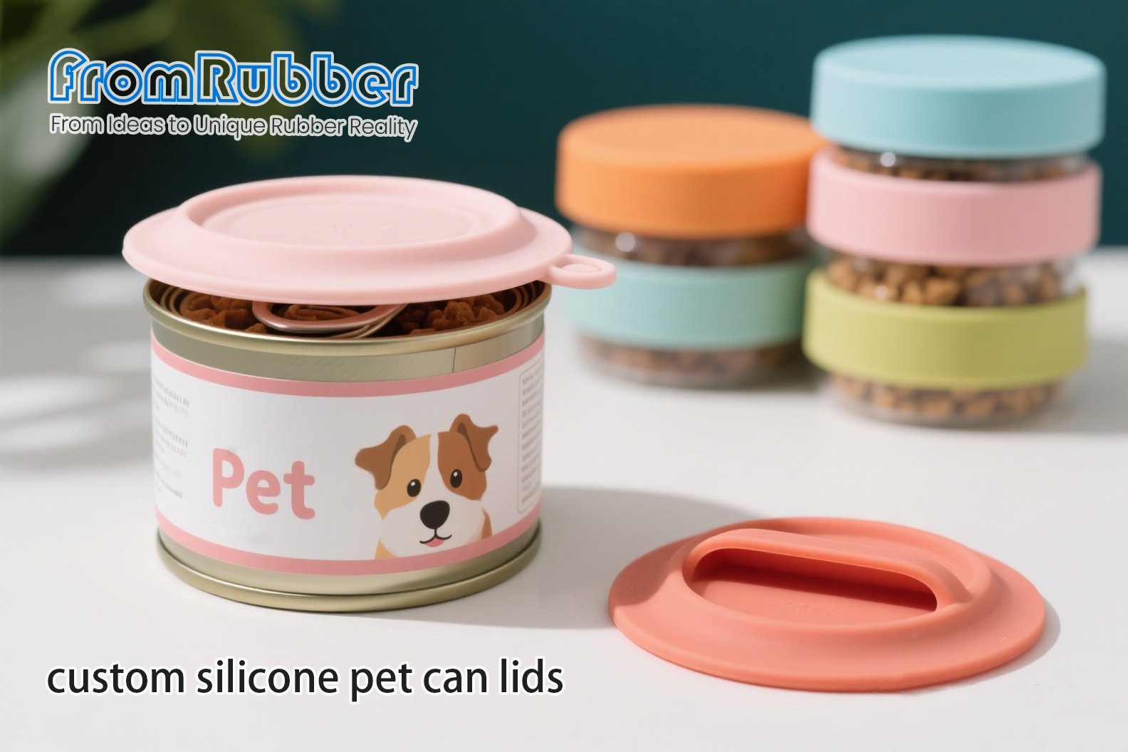 Custom silicone pet food can lids for dog and cat food cans
