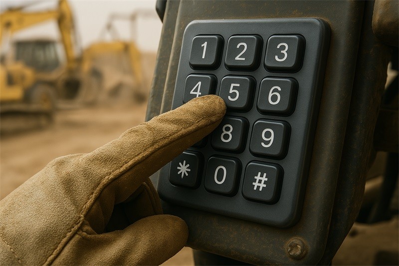 Weatherproof conductive keypad on heavy machinery