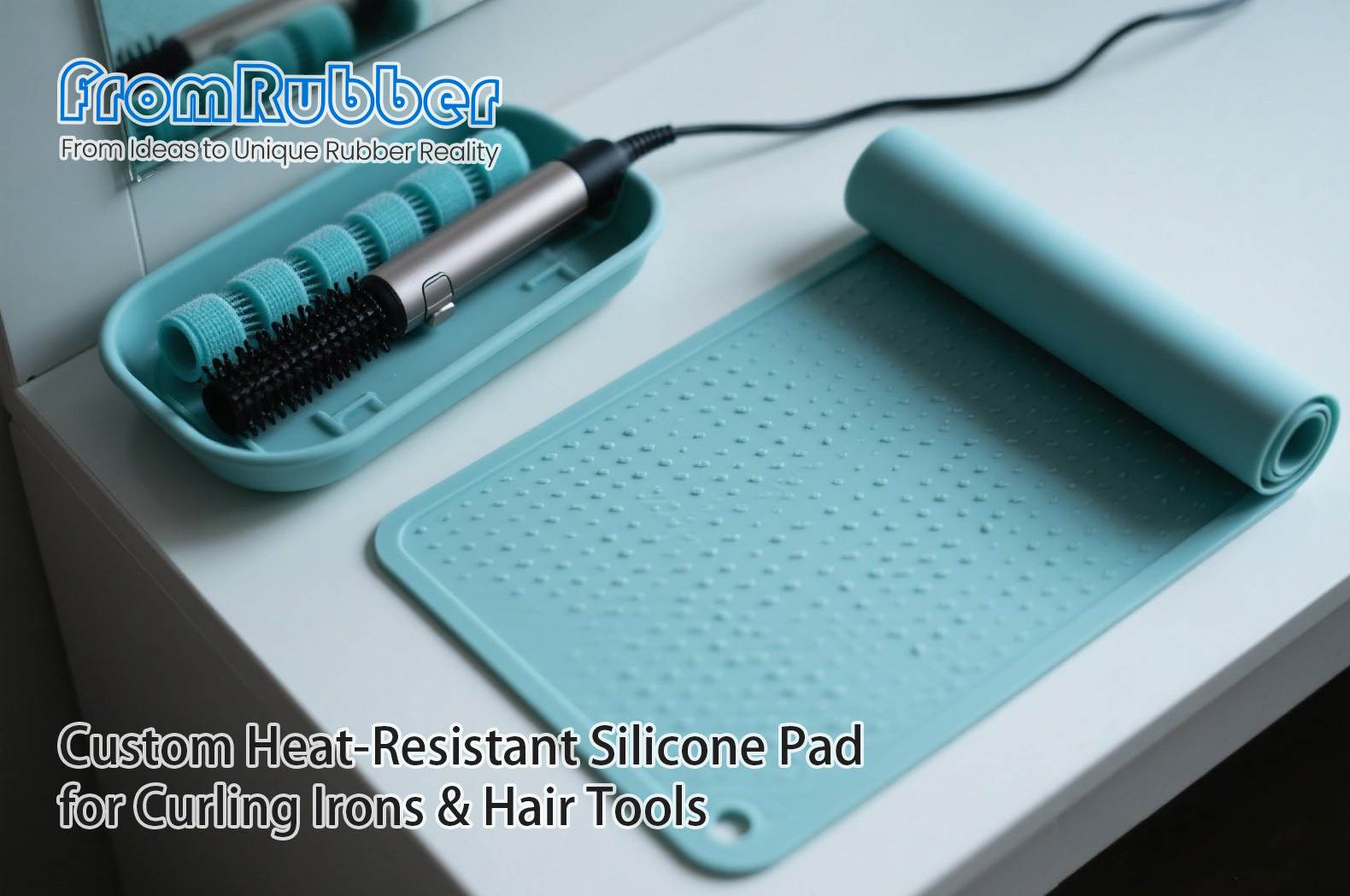 Heat-resistant silicone pad for curling irons and hair tools