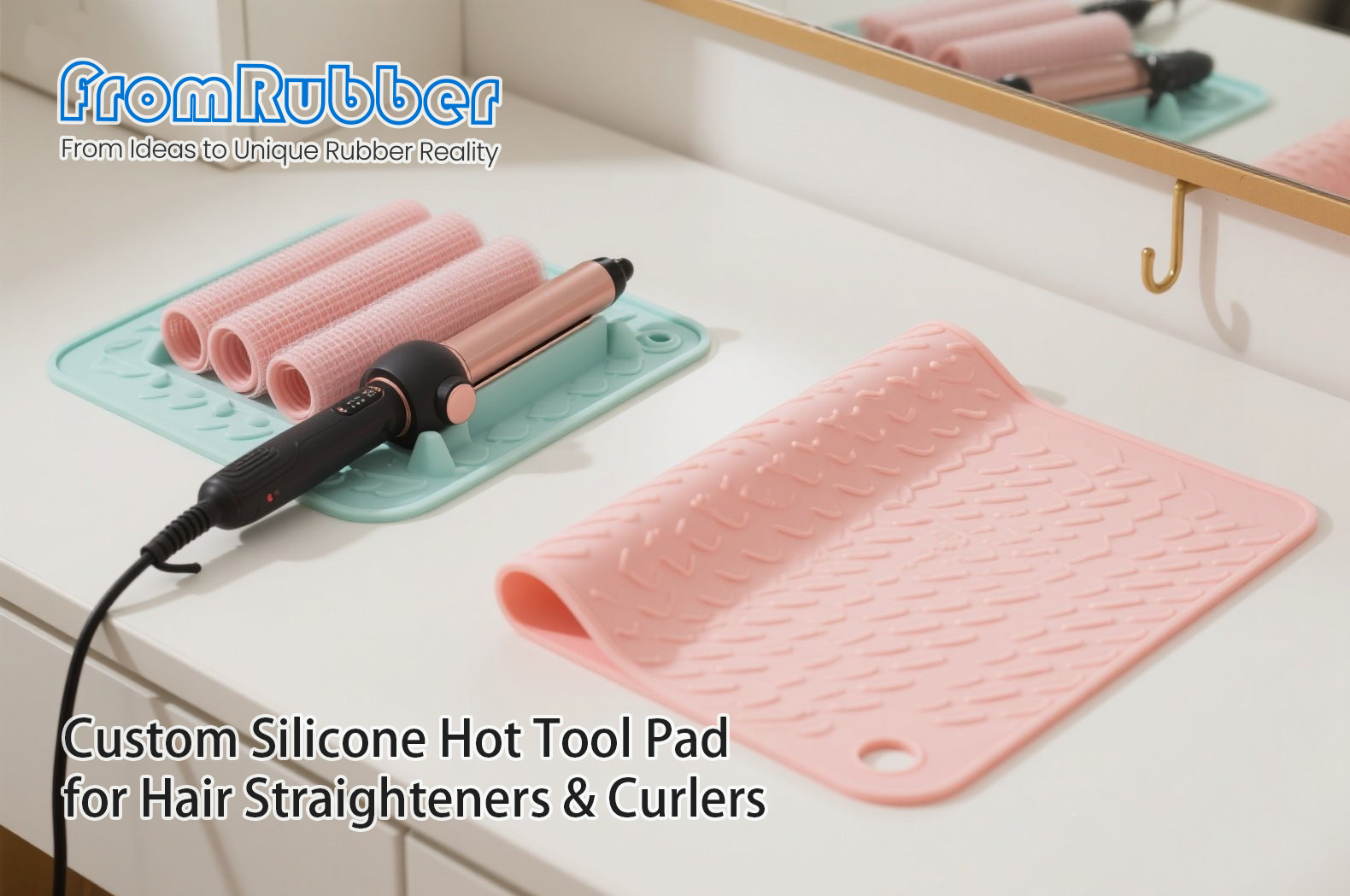 Silicone mat with tools in use at a professional salon station