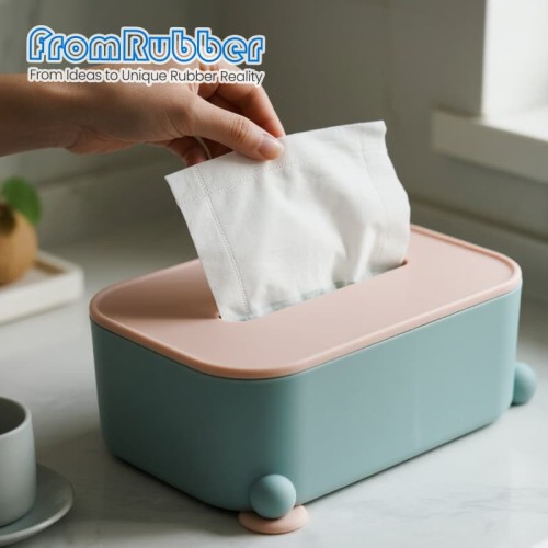 Suction Cup Silicone Tissue Box Holder Toilet Paper Storage for Bathroom