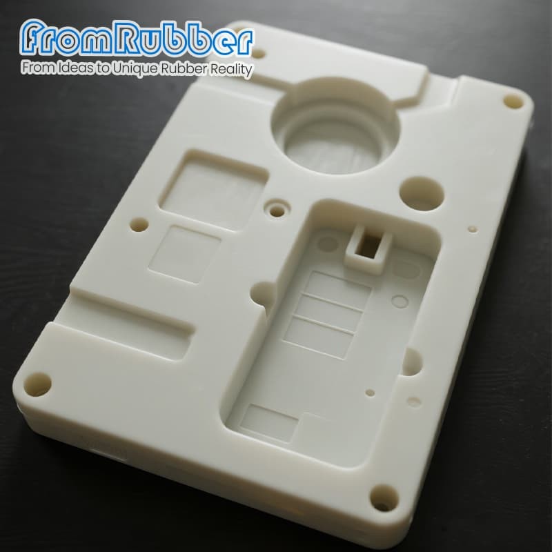 Injection molded plastic housing in black engineering plastic