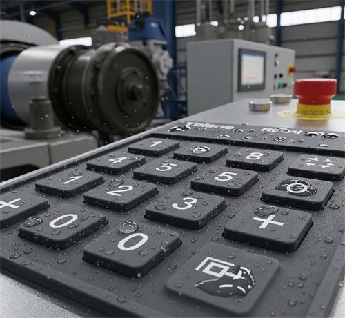 Silicone rubber keypad in industrial environment resisting water and dust