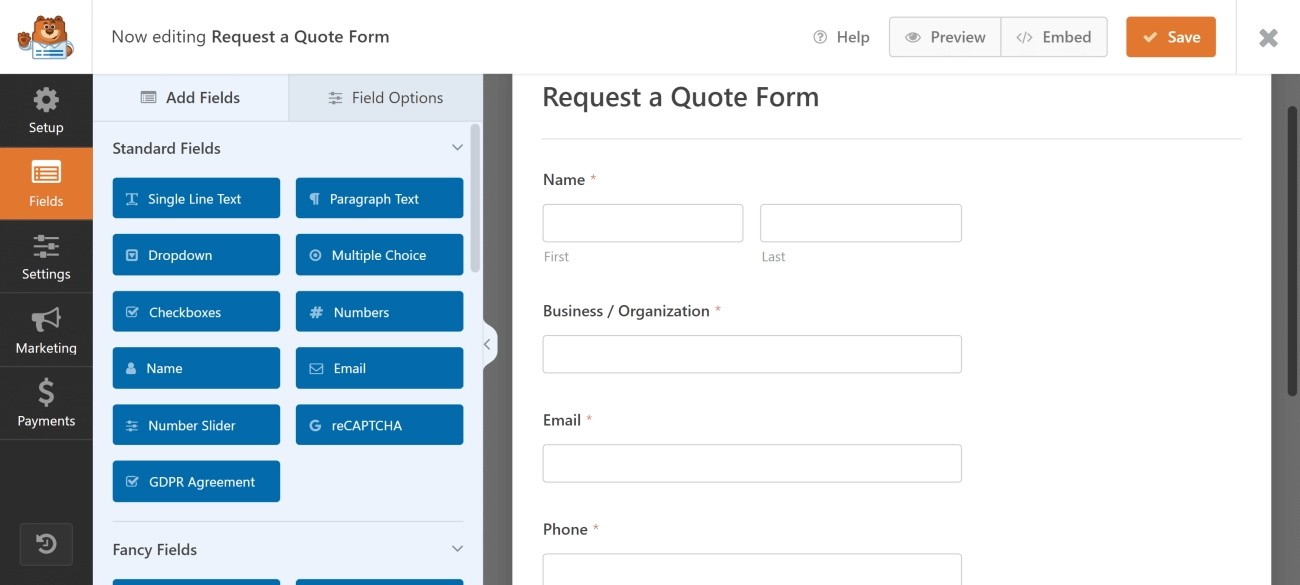 Design file submission and quote request