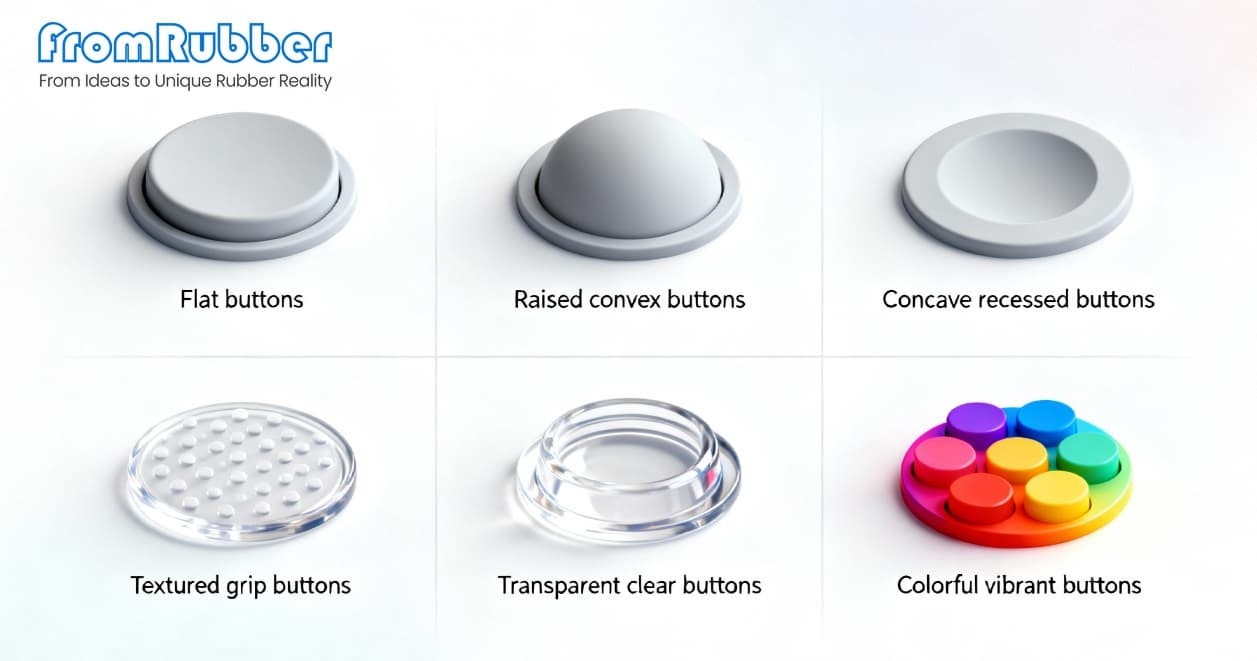 Different rubber button surface texture options and their applications