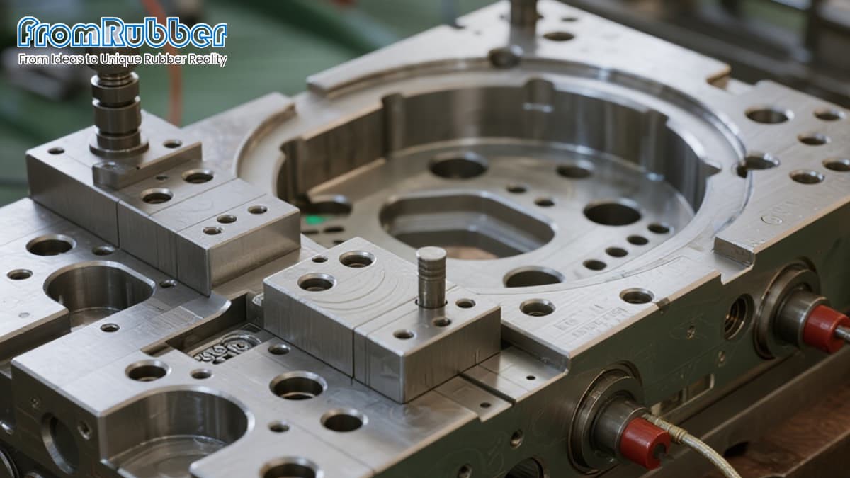 Diagram showing key components of an injection molding machine
