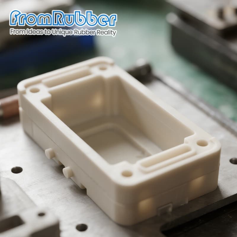 Close-up view of custom pre-drilled hole patterns for various connectors and displays