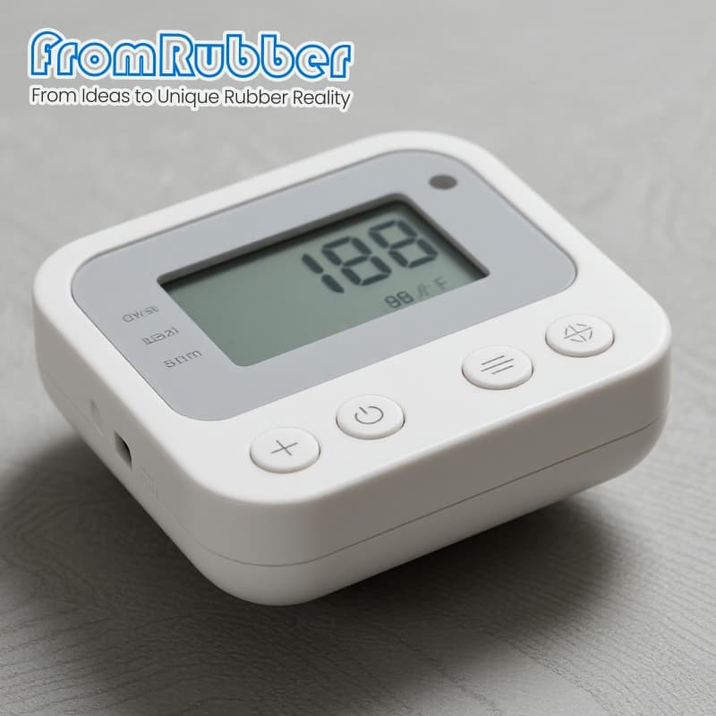 Close-up view of a complex multi-cavity injection mold tool for smart home enclosures