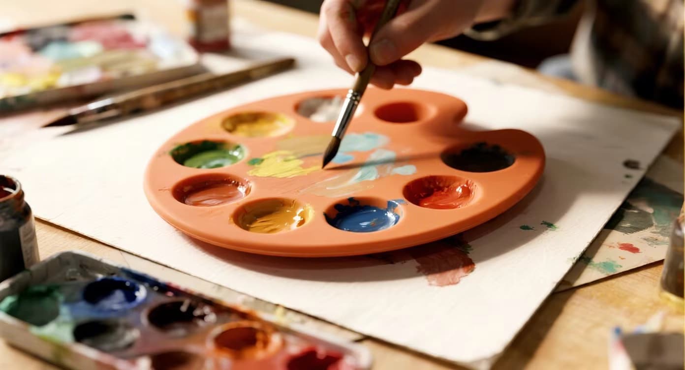 Professional silicone palette from FromRubber – ideal for oil paints, acrylics, watercolors, stain-resistant and easy to clean