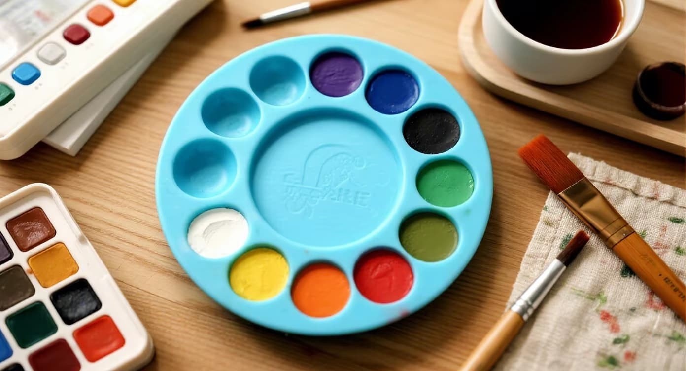 Hygienic silicone makeup palette by FromRubber – ideal for mixing foundation, lipstick, cream blush and concealer, easy to clean and bacteria-resistant