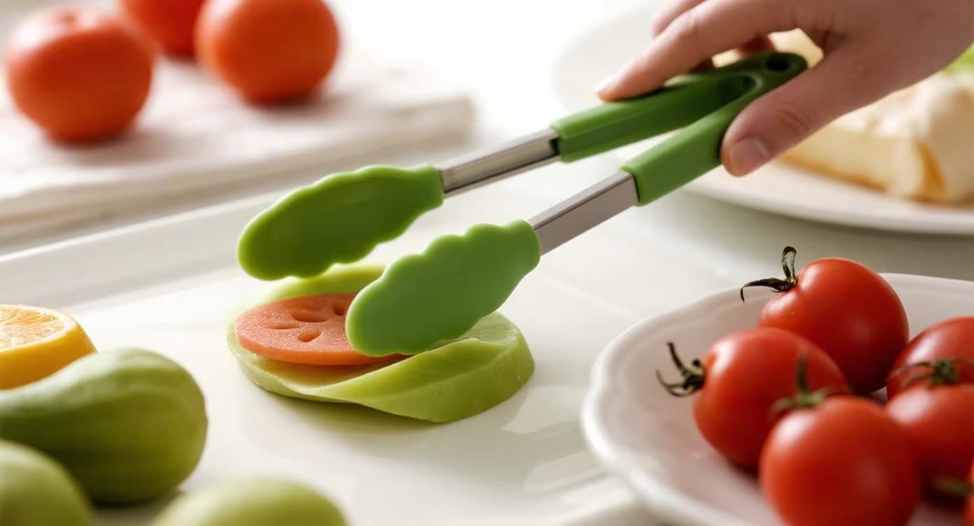 Can silicone food tongs be used for flipping heavy foods like whole chicken or large steaks?