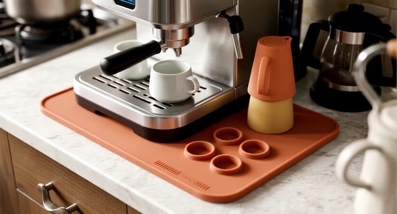 Does a Non-Slip Coffee Machine Silicone Base Mat Stay Put When Tamping?