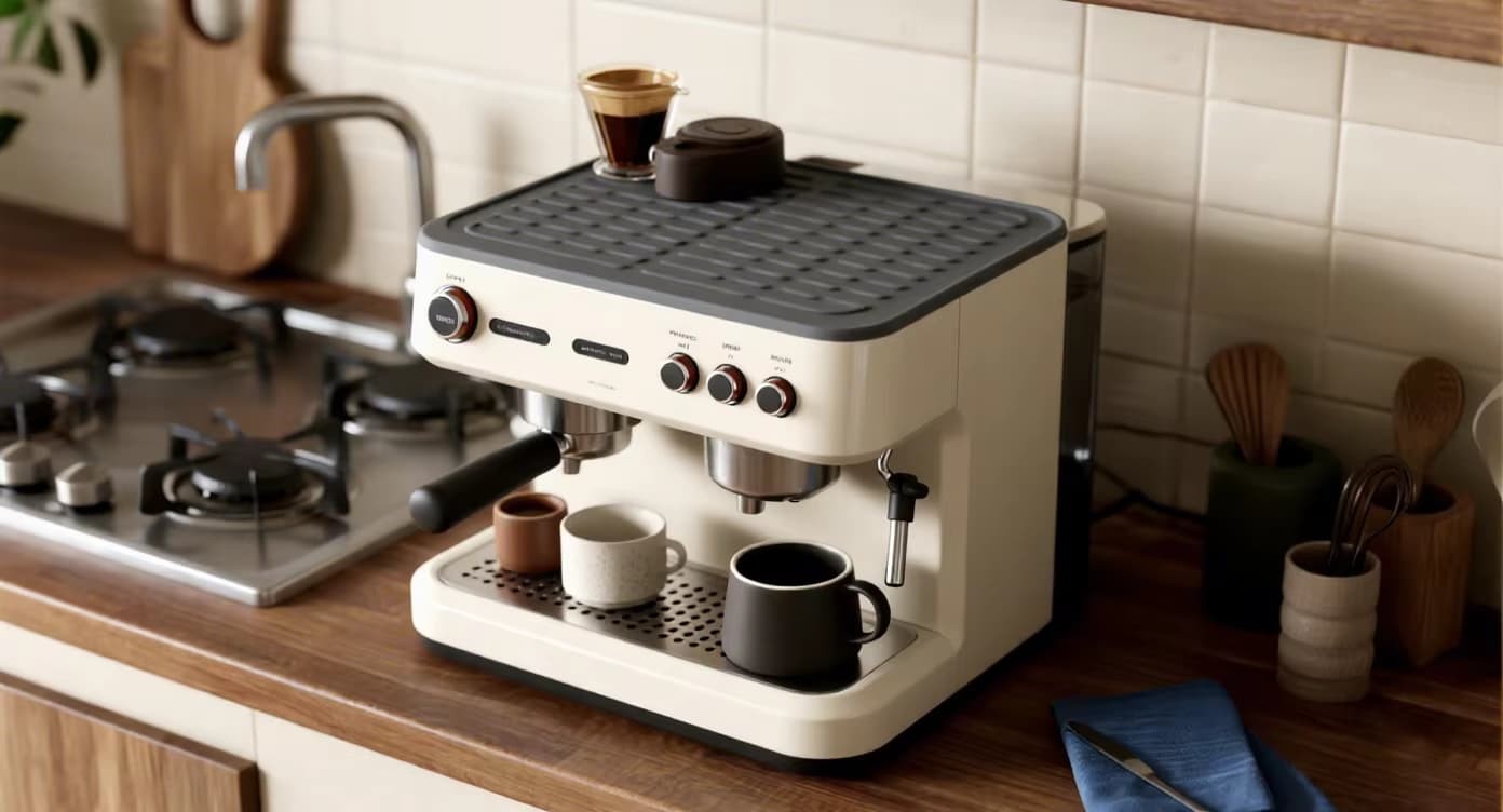 Does a Coffee Machine Top Silicone Mat Prevent Espresso Cups from Rattling During Pump Vibration?