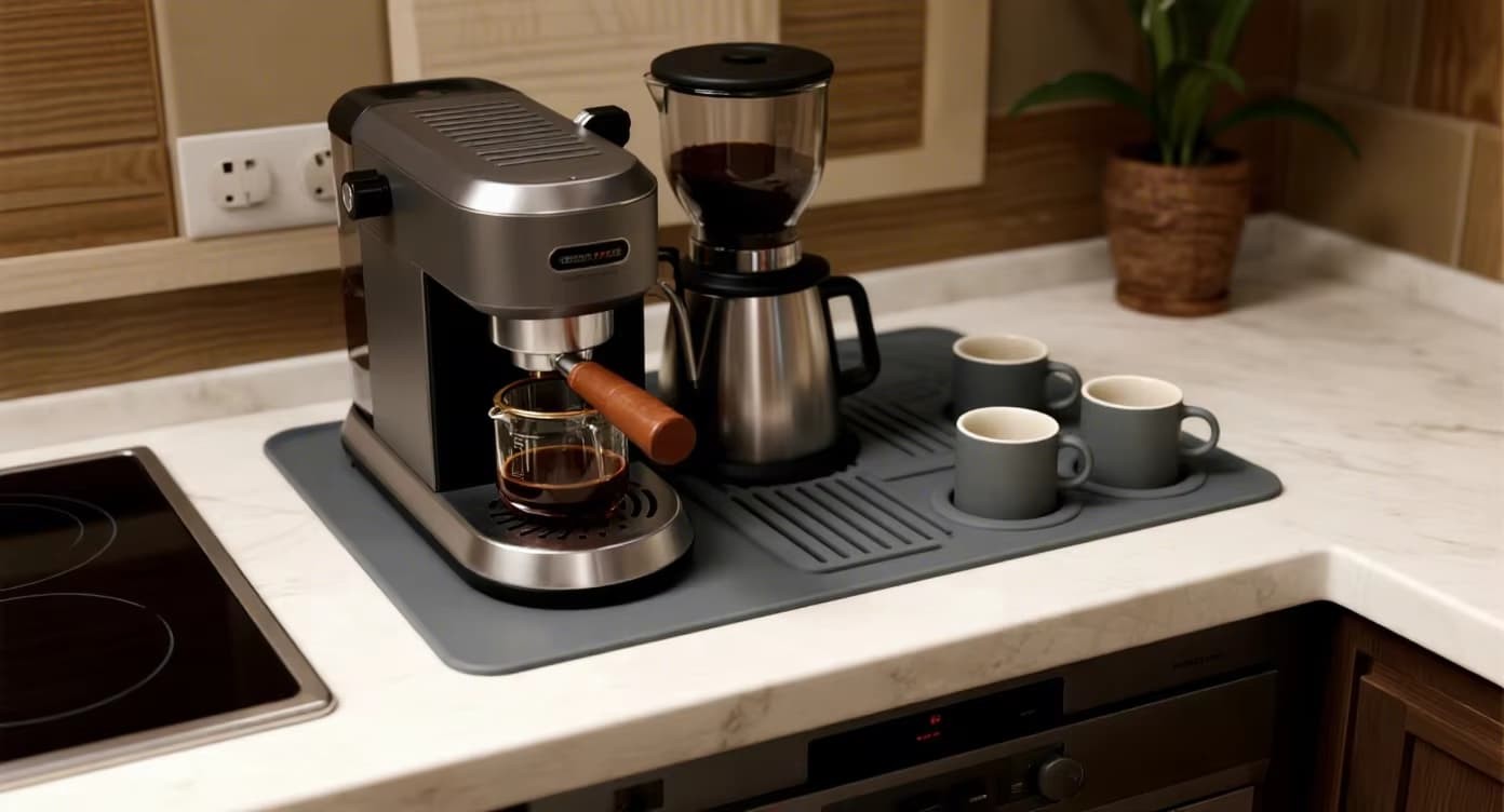 From Mess to Organized: Setting Up a Spill-Proof Coffee Station with a Waterproof  Coffee Machine Silicone Base Mat