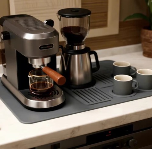 From Mess to Organized: Setting Up a Spill-Proof Coffee Station with a Waterproof  Coffee Machine Silicone Base Mat