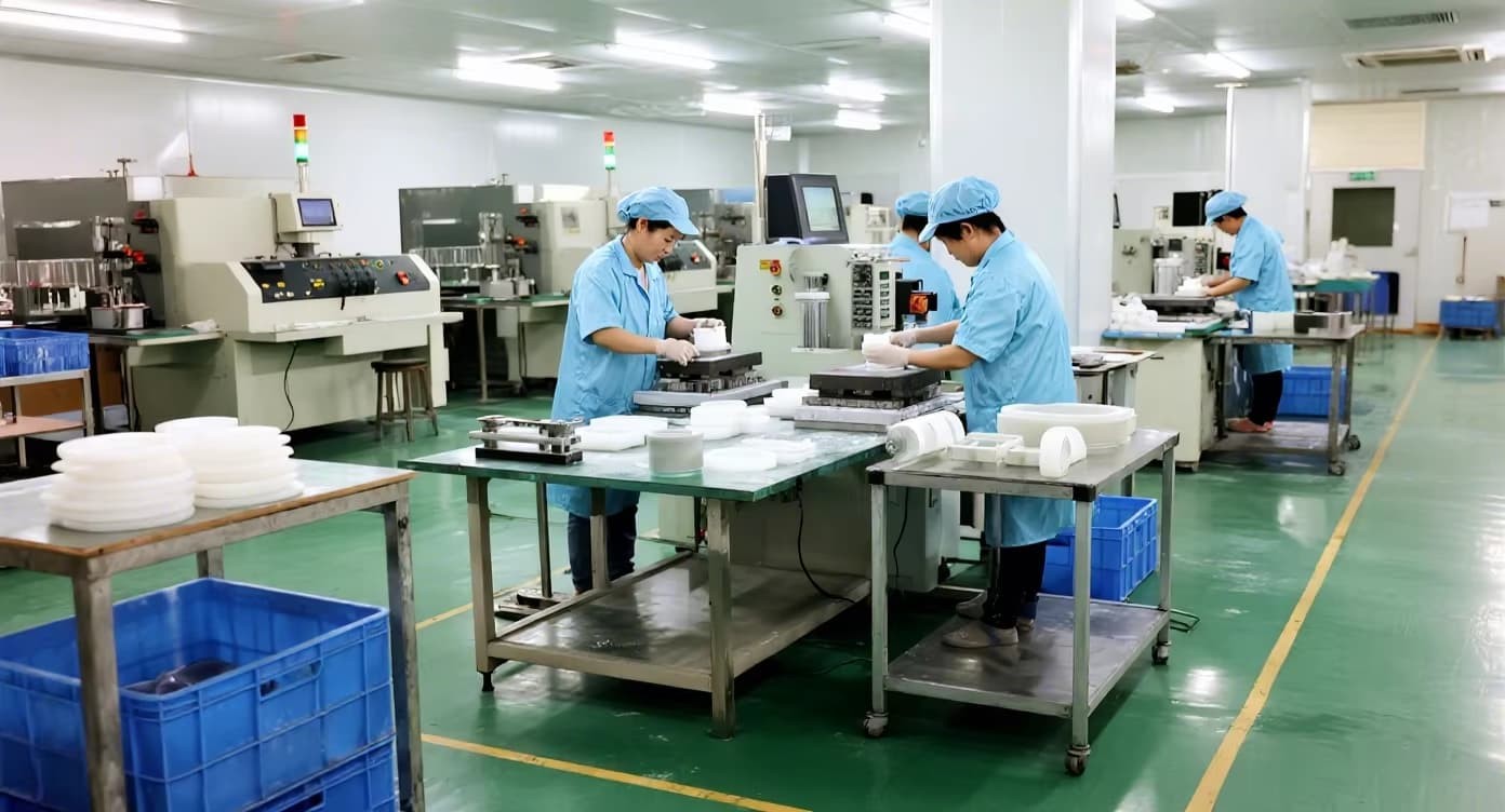 Inside FromRubber BPA-free silicone cup lid factory – automated injection molding and quality control workshop