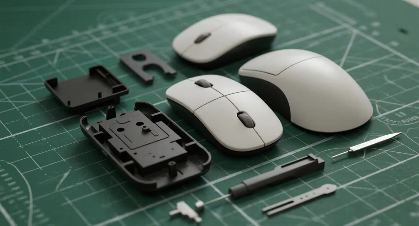 FromRubber material comparison for mouse shell durability and weight optimization - ABS, PC, PCABS, Nylon and composites