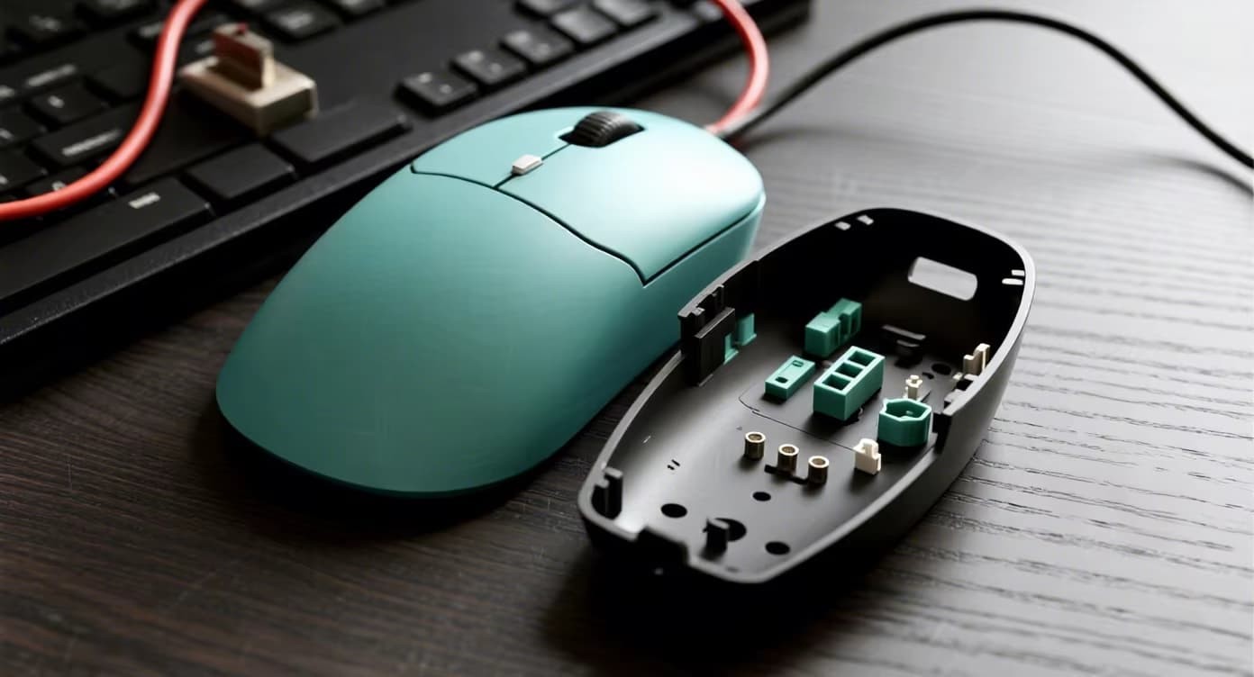 Custom colored plastic mouse shells using masterbatch and pre-colored resins - no paint no fading solution by FromRubber
