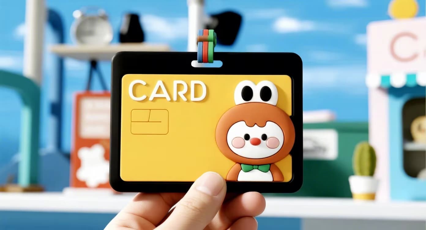 FromRubber cartoon silicone card case holding multiple cards: bank card, ID, credit cards together in one cute holder