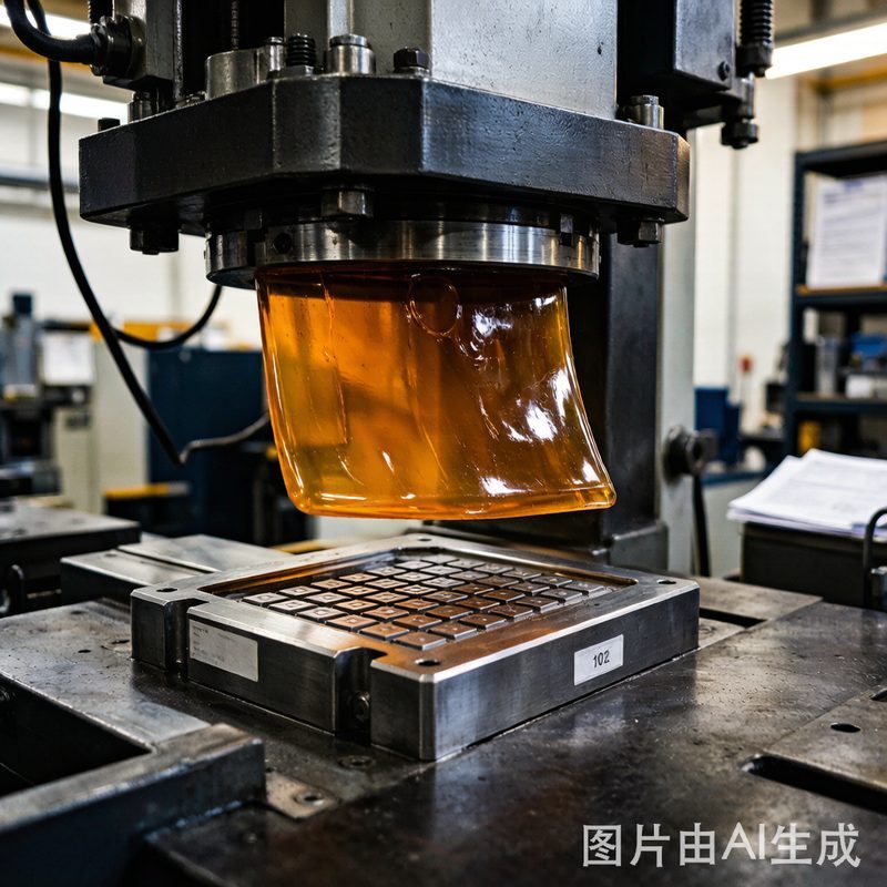 Silicone rubber manufacturing and compression molding process in industrial workshop