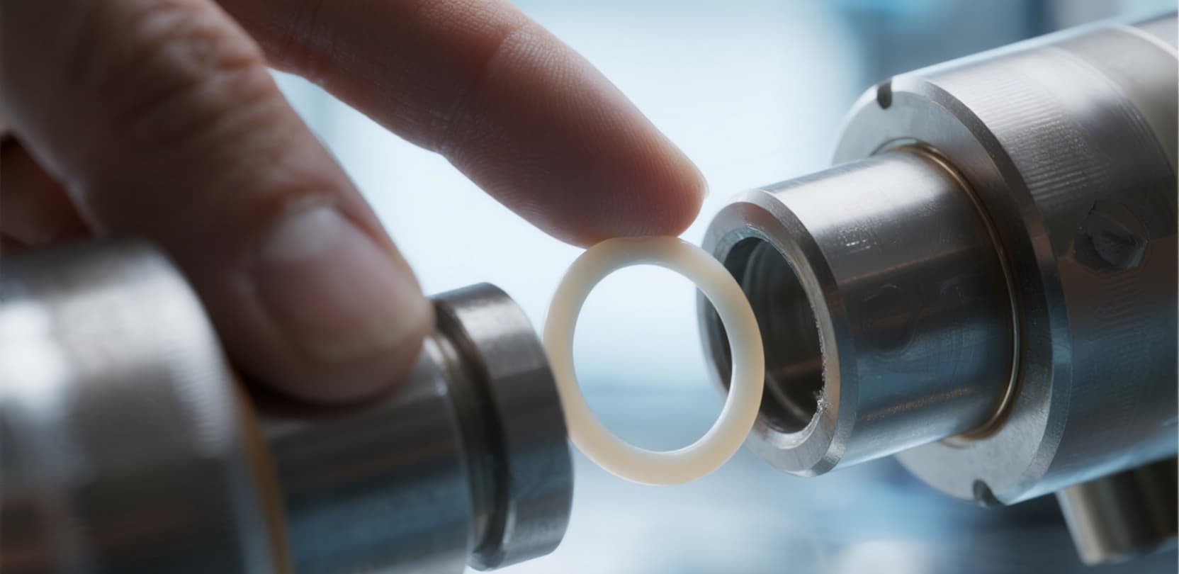 Close-up of silicone material properties and compression testing