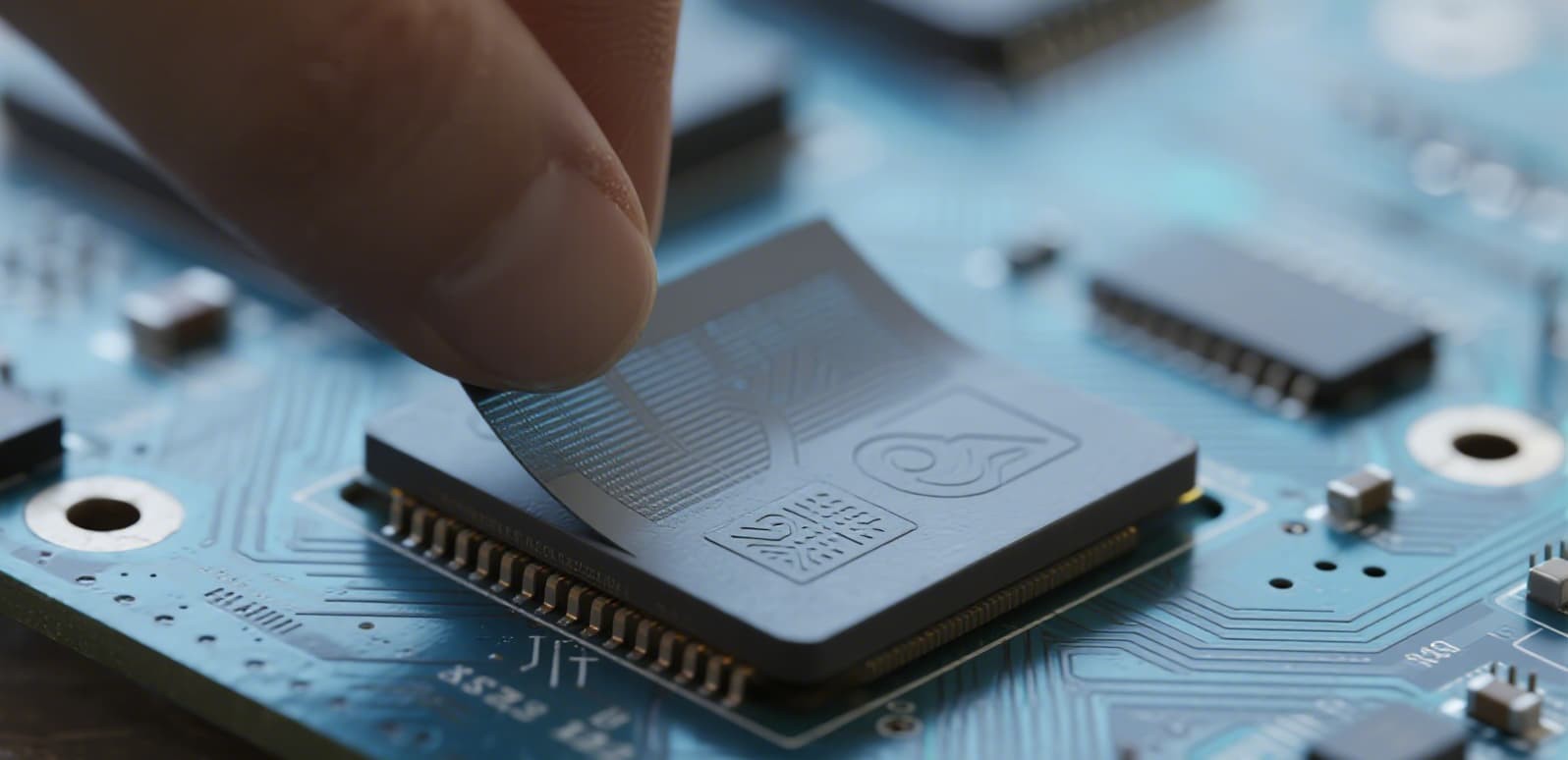 Electronic circuit board with microchips and components