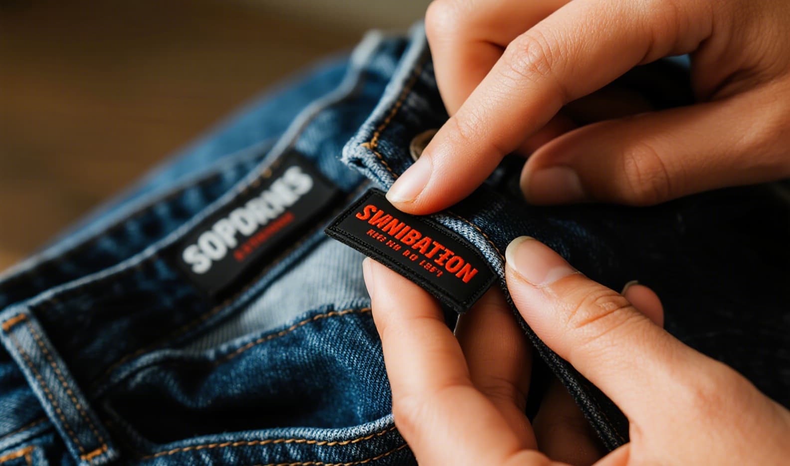 Clothing labels and tags detail