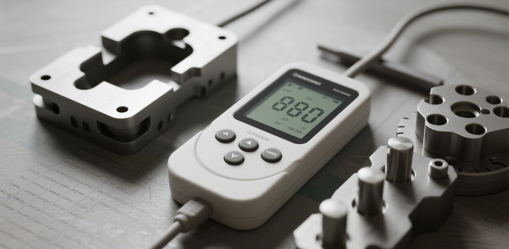 Silicone keypad and plastic enclosure assembly close-up