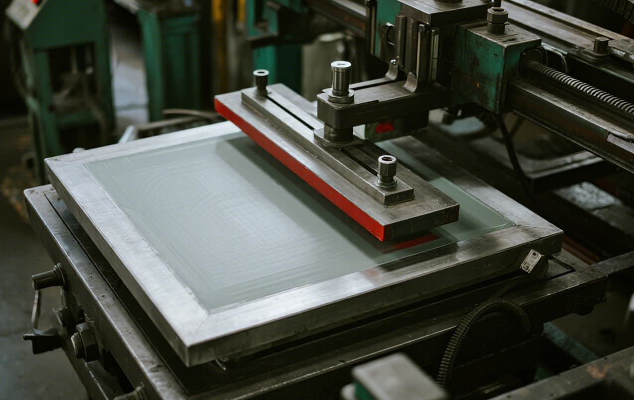 Pad printing process showing a silicone pad transferring ink onto a curved product surface