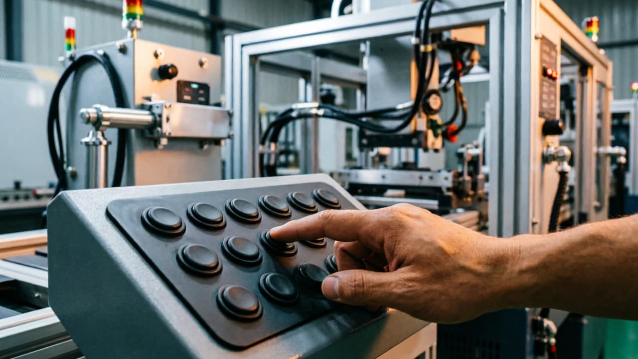 Factory automation HMI with silicone rubber industrial control panel