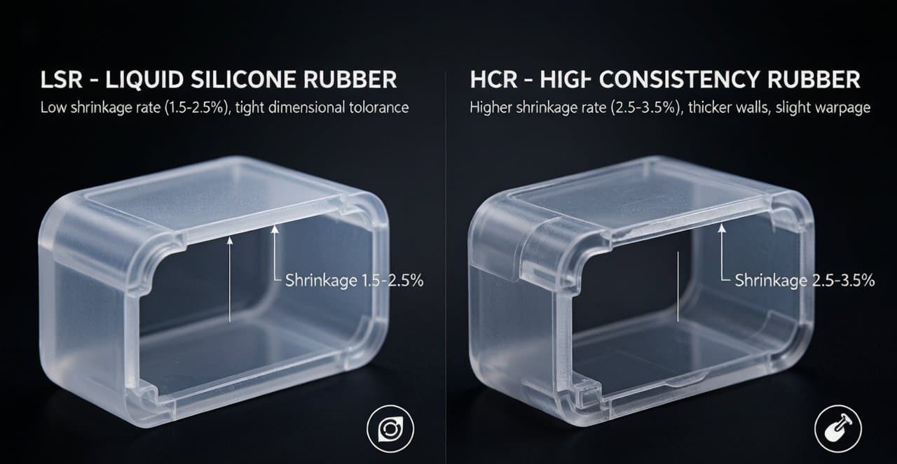 LSR vs HCR silicone shrinkage comparison - Liquid Silicone Rubber vs High Consistency Rubber