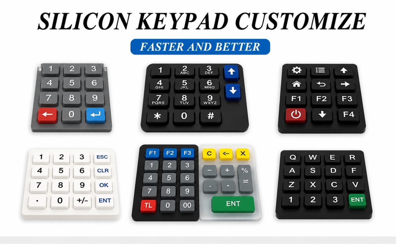 Custom silicone keypad from FromRubber with metal domes and backlight for process instruments