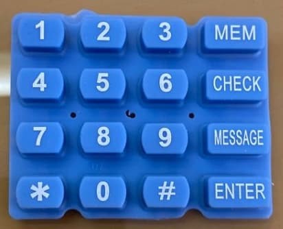 Custom blue silicone rubber numeric keypad for POS terminal and industrial control equipment