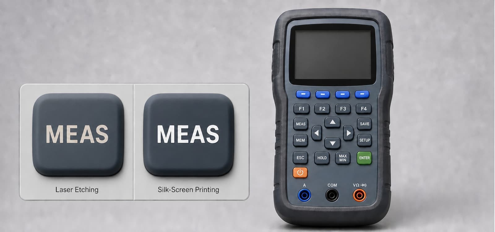 FromRubber: Comparison of laser‑etched and silk‑screen printed legends on the same silicone keypad