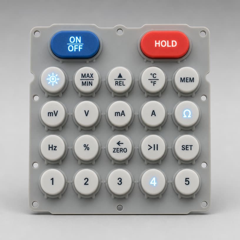 Industrial silicone keypad with color-coded buttons