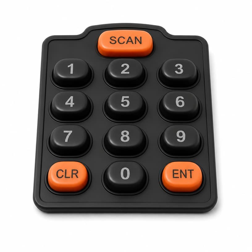 Large conductive silicone keypad with carbon contact pads