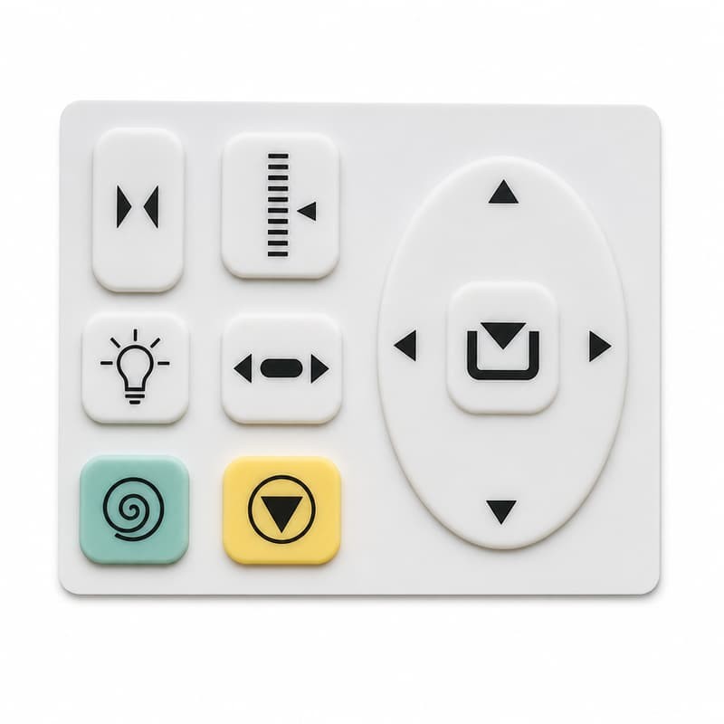 Molded silicone rubber keypad with linear button layout
