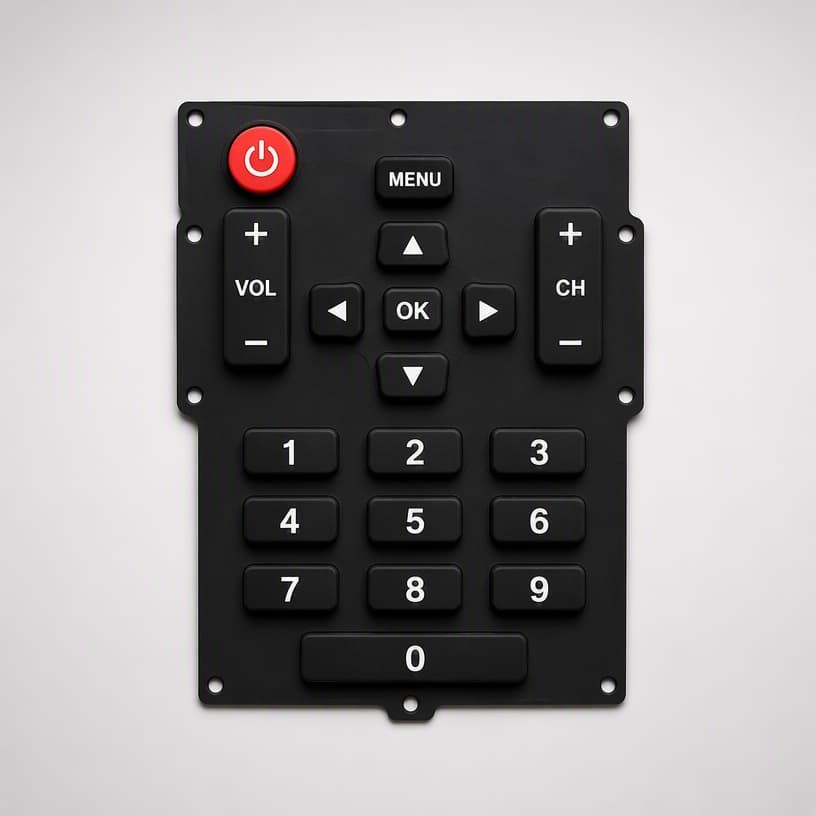 Matte black silicone keypad with white lettering