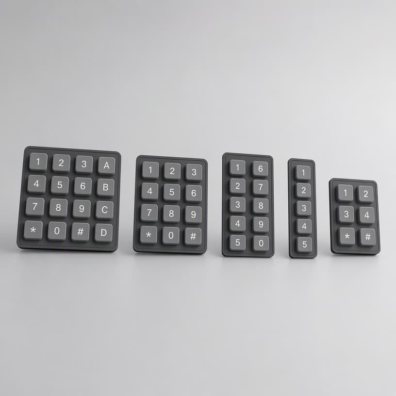 Silicone keypads with perimeter mounting holes for housing integration