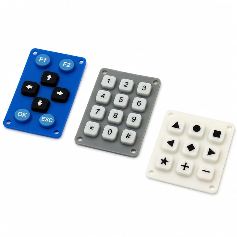 Silicone membrane keypad with alphanumeric grid